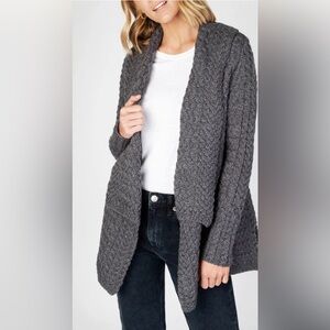Irelands Eye Glenross Waterfall Open front Cardigan Steel Marl  100% Merino Wool